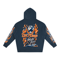 World Tour Oversize Fleeced Hoodie Navy