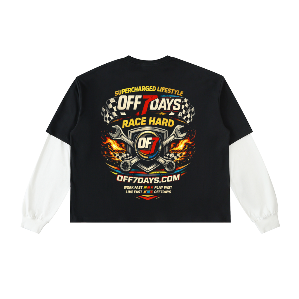 Layered Contrast Sleeve Cotton T-Shirt