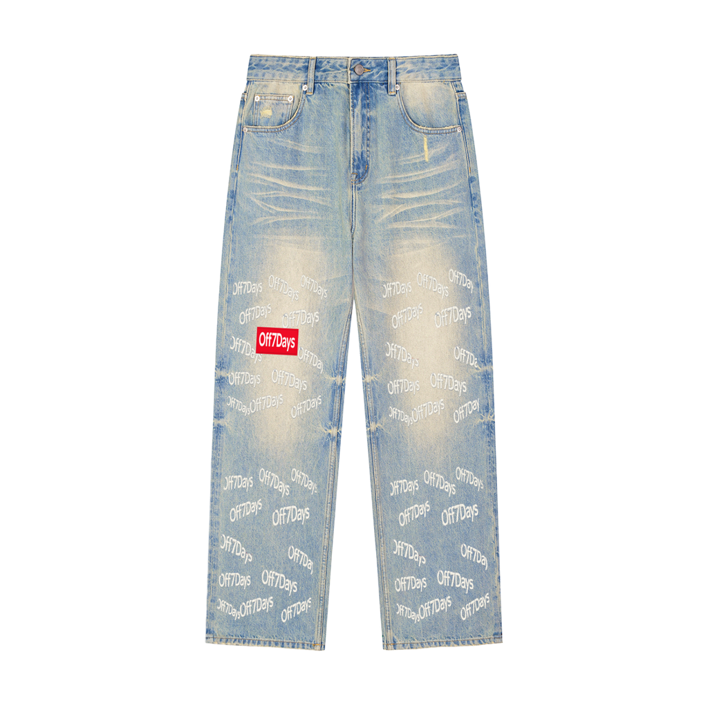 Sun Fade Raw Hem Denim Jeans