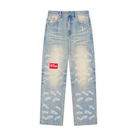 Sun Fade Raw Hem Denim Jeans