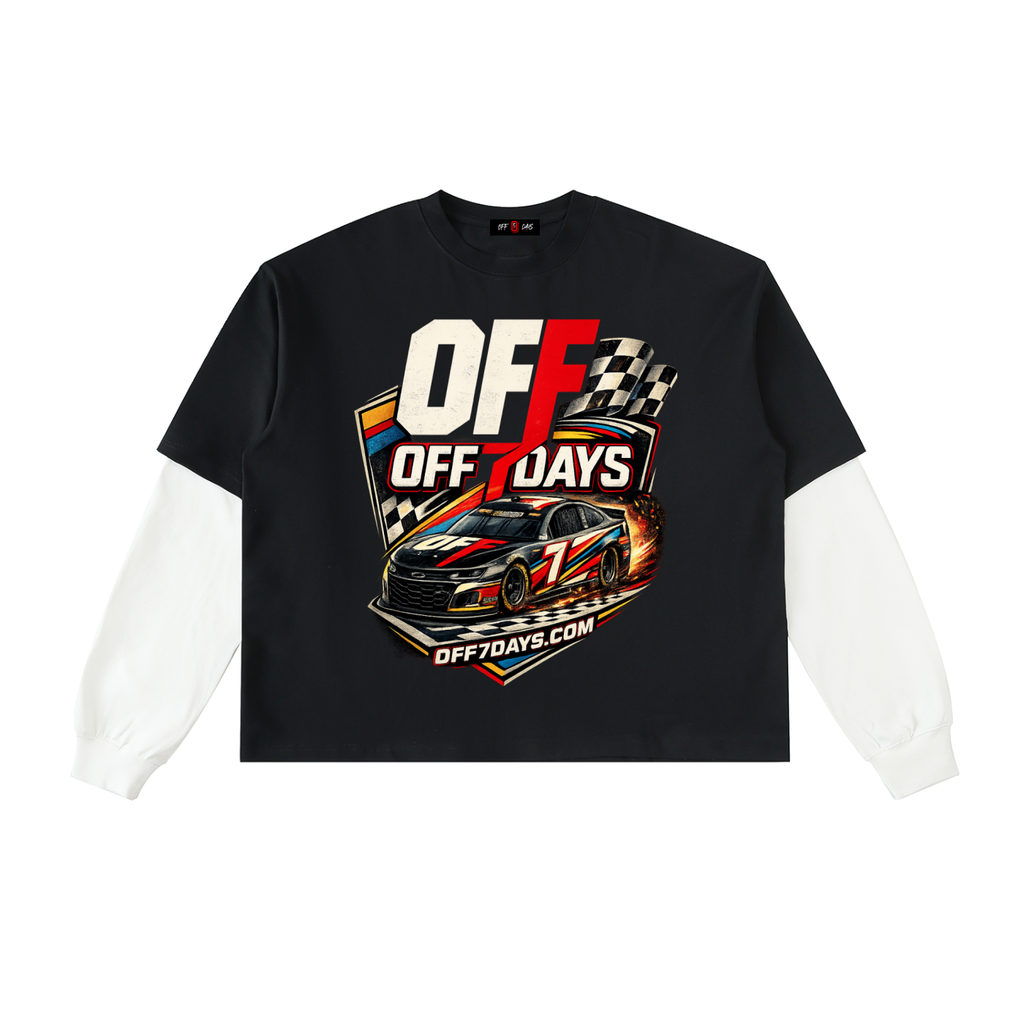 Layered Contrast Sleeve Cotton T-Shirt