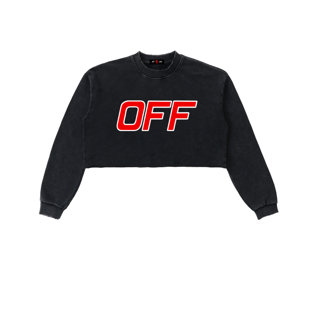 Snow Washed Raw Edge Cropped Sweatshirt