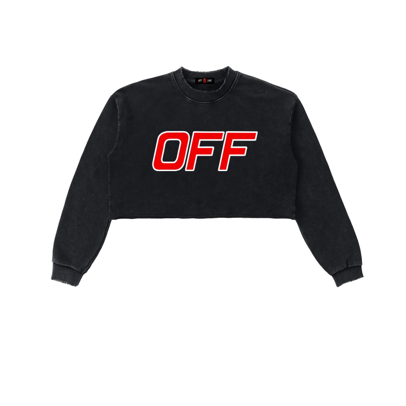 Snow Washed Raw Edge Cropped Sweatshirt