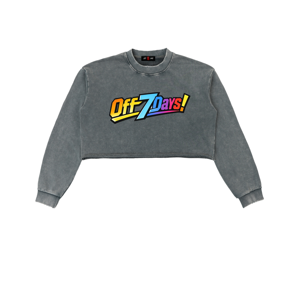 Snow Washed Raw Edge Cropped Sweatshirt