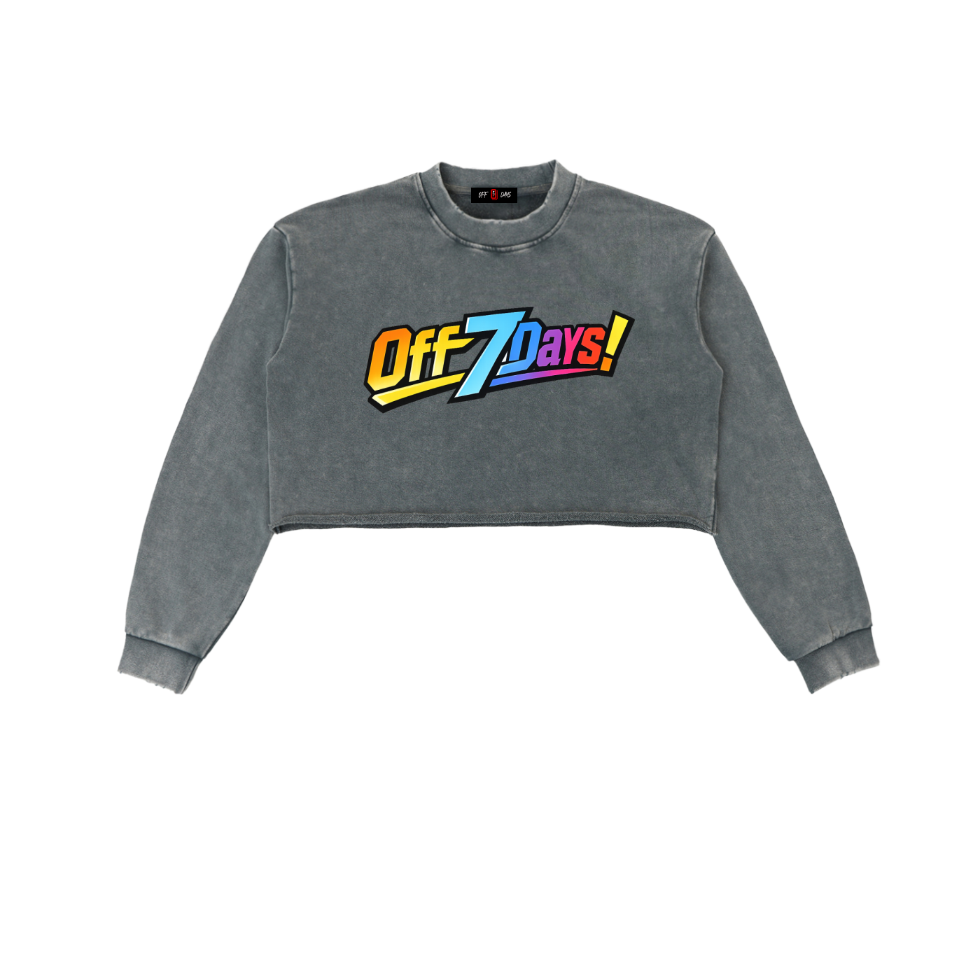 Snow Washed Raw Edge Cropped Sweatshirt